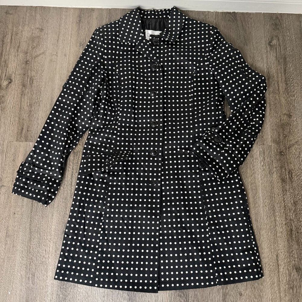 Chadwick’s Black and White Trench Coat Jacket Size 12